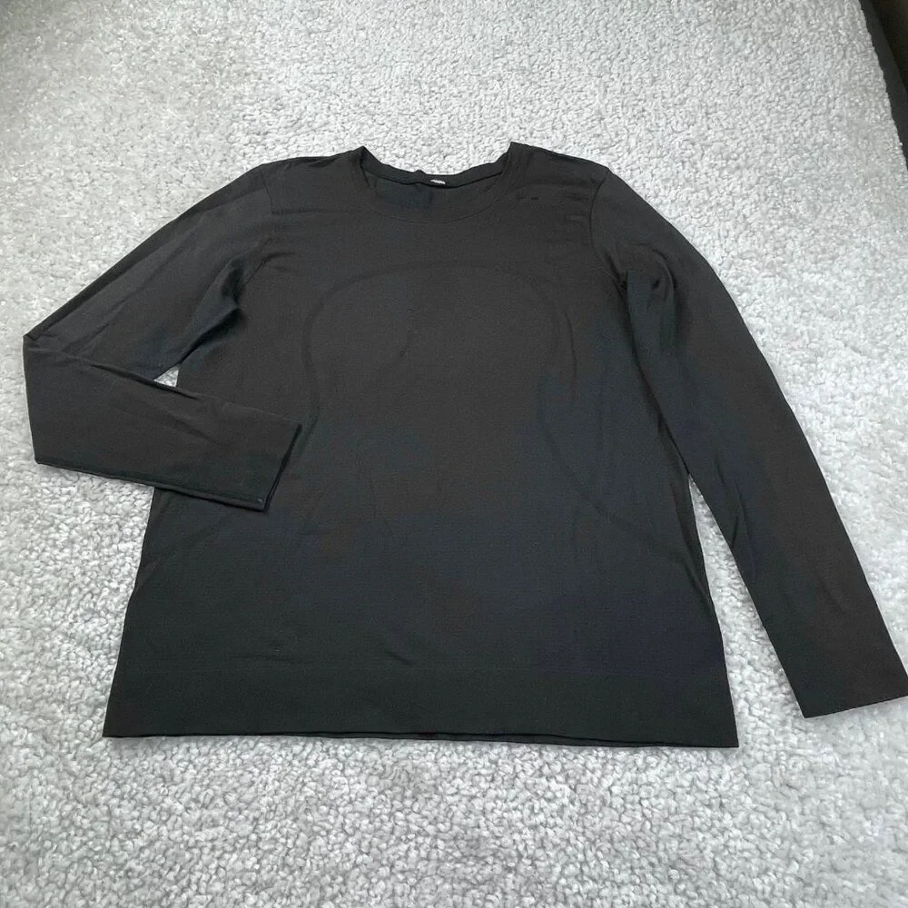 Lululemon Swiftly Tech Long Sleeve Crewneck Shirt Black Womens 10 FLAW